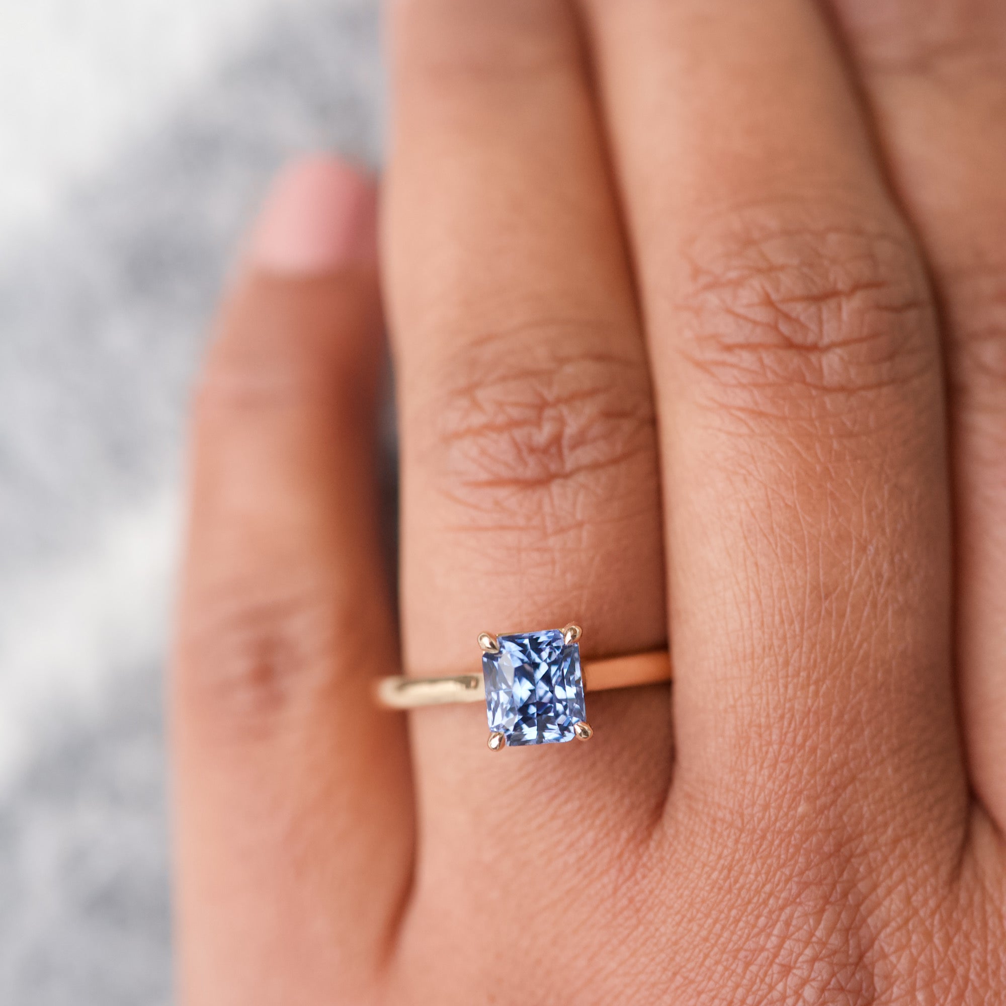 Ceylon Blue Sapphire Rose Gold Solitaire Ring