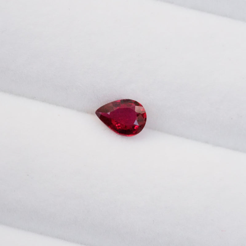 0.74 ct Pigeon Blood Red Ruby Pear Cut Unheated