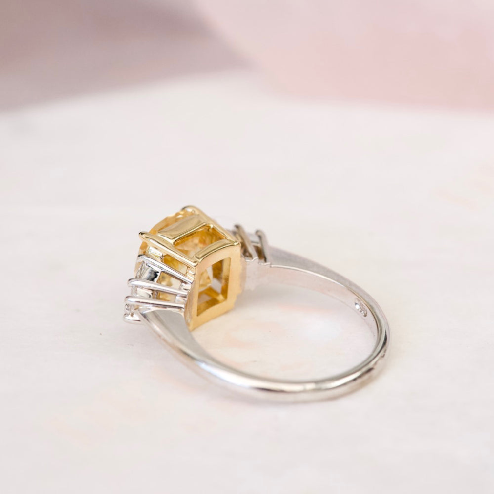 Yellow Sapphire Engagement Ring Trapezoid Diamond