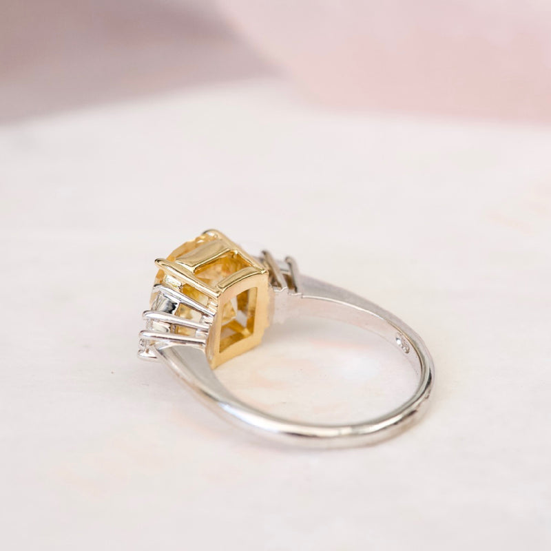 Yellow Sapphire Engagement Ring Trapezoid Diamond