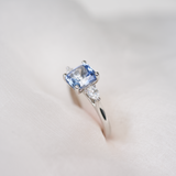 Ceylon Sky Blue Sapphire Diamond Trilogy Engagement Ring