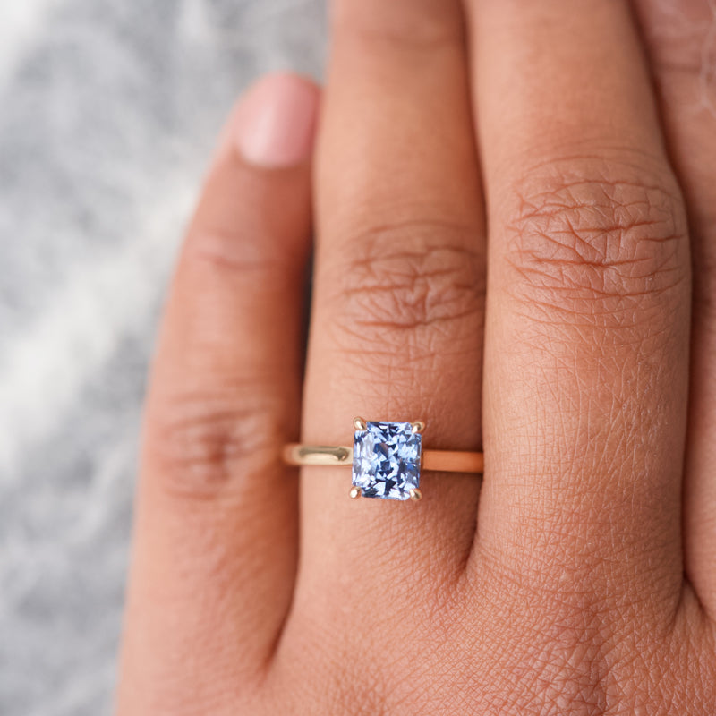 Ceylon Blue Sapphire Rose Gold Solitaire Ring