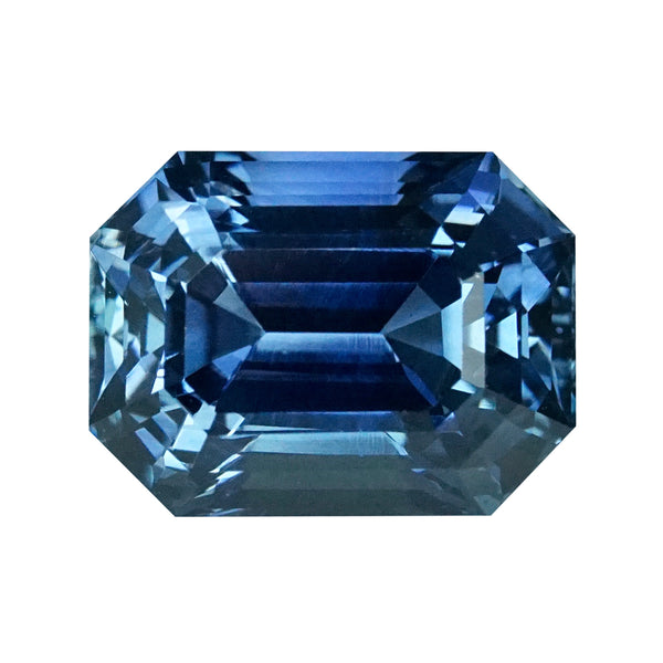 3.02 ct Teal Blue Sapphire Emerald Cut Unheated Madagascar