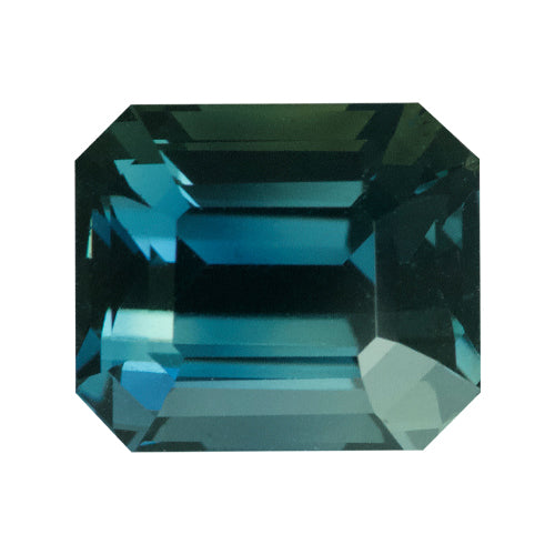 3.18 ct Emerald Cut Teal Sapphire Certified Unheated