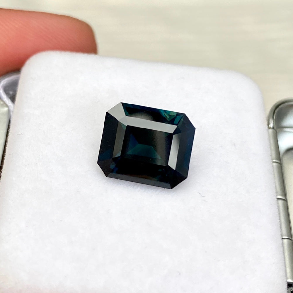 5.05 ct Teal Sapphire Emerald Cut Natural Unheated