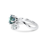 Teal Green Sapphire Toi et Moi Platinum Ring