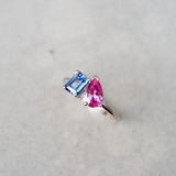 Toi-et-Moi Pink Blue Sapphire Platinum Ring