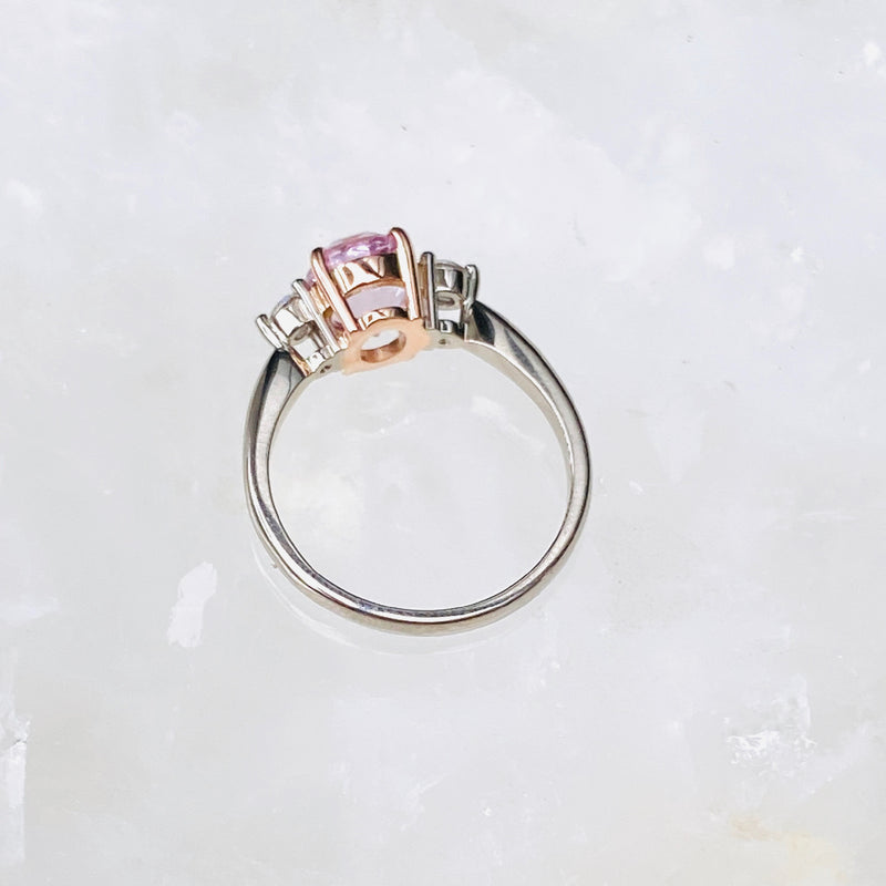 Pink Sapphire and Diamond Trilogy Engagement Ring