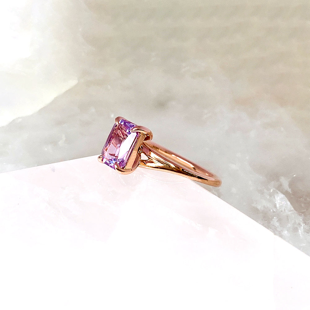 Lilac Sapphire Split Band Engagement Ring Rose Gold