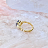 Lavender Violet Blue Sapphire Trilogy Yellow Gold Ring