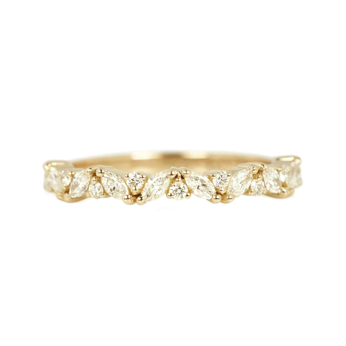 Marquise and Round Diamond Unique Wedding Band