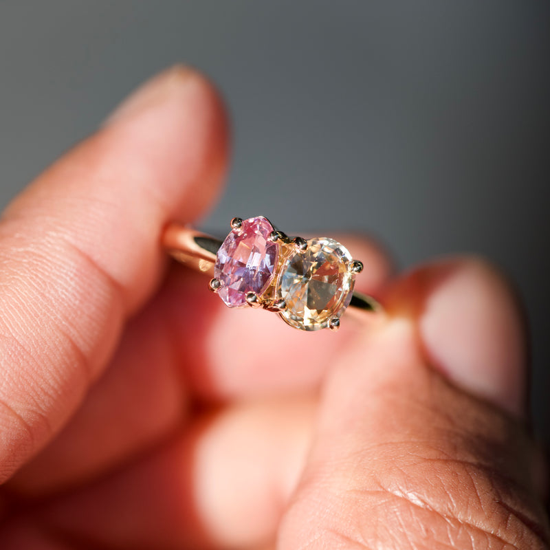 Toi-et-Moi Yellow and Pink Sapphire Ring