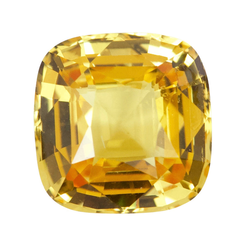 ct Vivid Apricot Yellow Sapphire Cushion Natural Heated