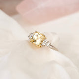 Yellow Sapphire Engagement Ring Trapezoid Diamond