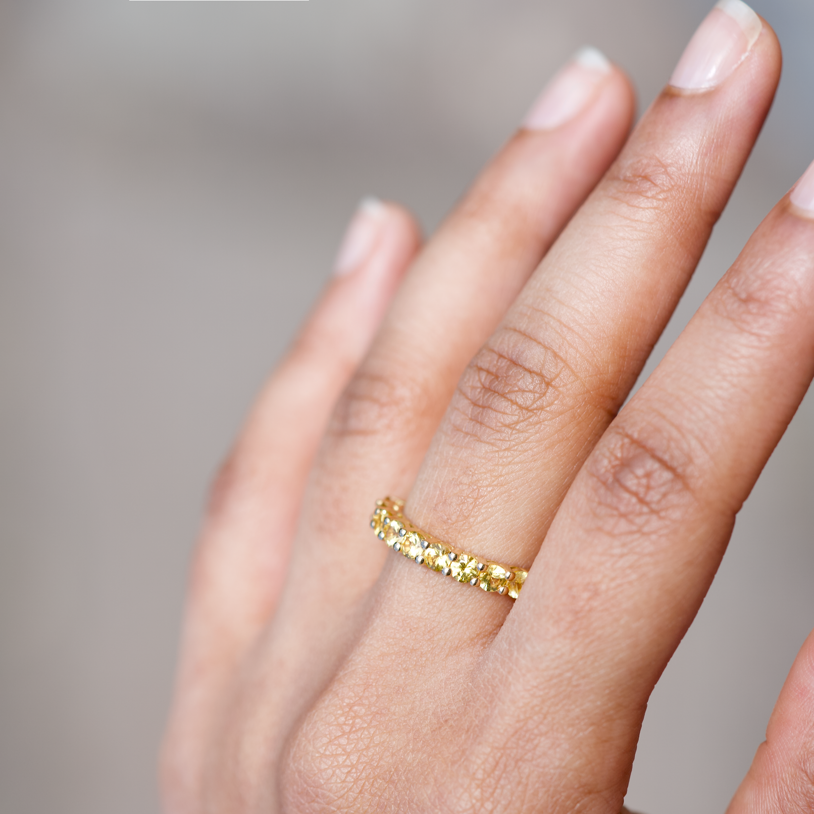 Yellow Sapphire Stacking Band Half Circle